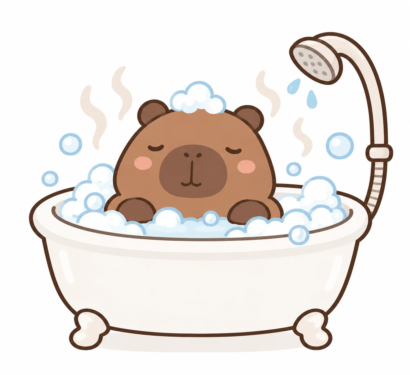 A capybara soaking in the tub